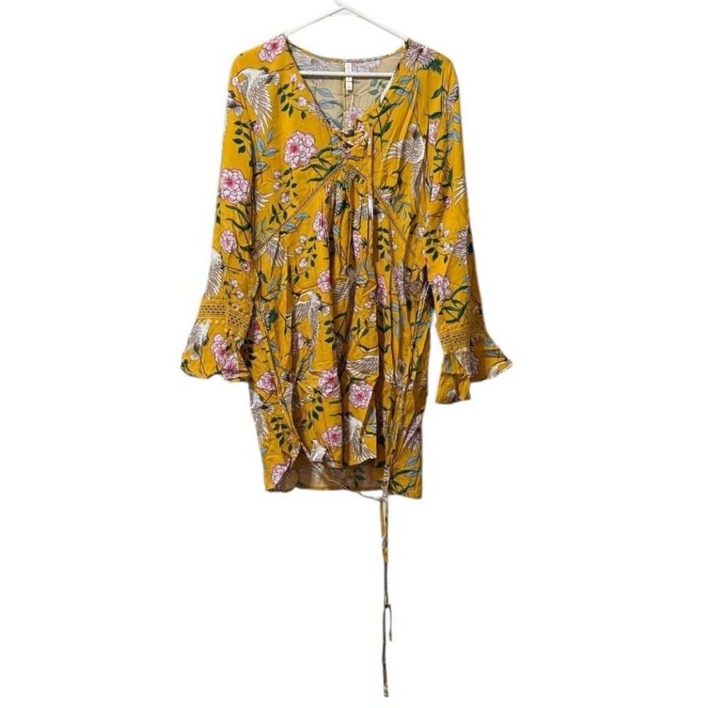 Xhilaraion Women Long Sleeve Dress Size Large Lace Crocheted Cottagecore Floral